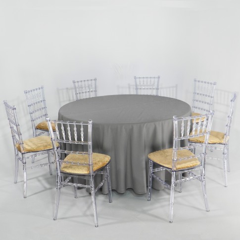 Apaļš banketa galds ar Chiavari krēsliem | komplekts, 8 personām, 150 cm | noma