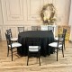 Apaļš banketa galds ar melniem Chiavari krēsliem | komplekts 8 personām, D150 cm |noma