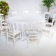 Apaļš banketa galds ar baltiem Bonaparte krēsliem | komplekts, 10 personām, 180 cm | noma